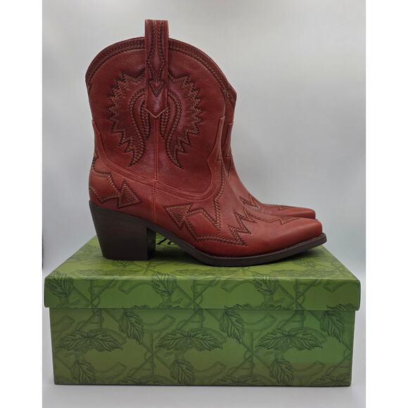 HOCHFART Womens Boots Size 7.5 Brown Western Embroidered Cowgirl Slip On - Picture 1 of 7